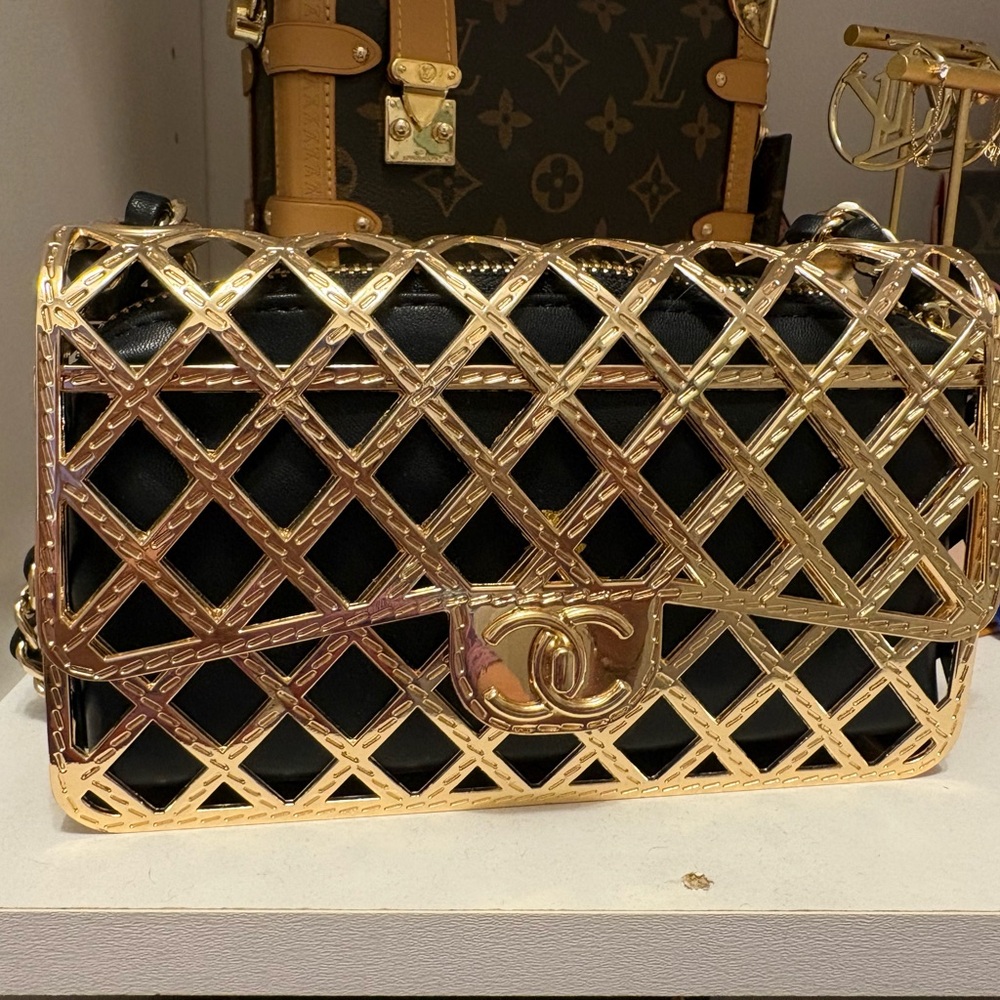 Inspired Chanel Black and Gold cage Women's Bag